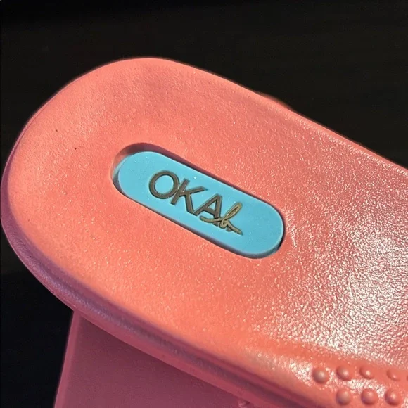 OKA b. Pink Slide Sandals with Blue Accent - Picture 2 of 6